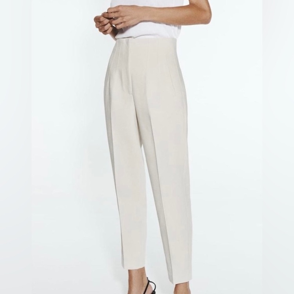 Zara High-Waist Cream Trousers